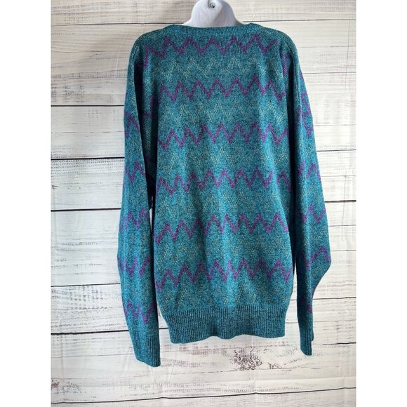 Vintage Knitted Geometric abstract patterned knit sweater Women's 1XB 90's 80's - Picture 6 of 12